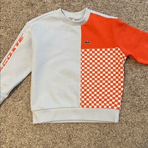 Lacoste boys crewneck sweatshirt orange and blue color block size 5